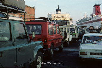 Genoa, waiting in the queue for the ferry to Tunis, the trip takes about 24 hours