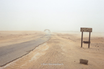 Arrival at the desert town Ain Salah via the main road from El Golea to Tamanrasset